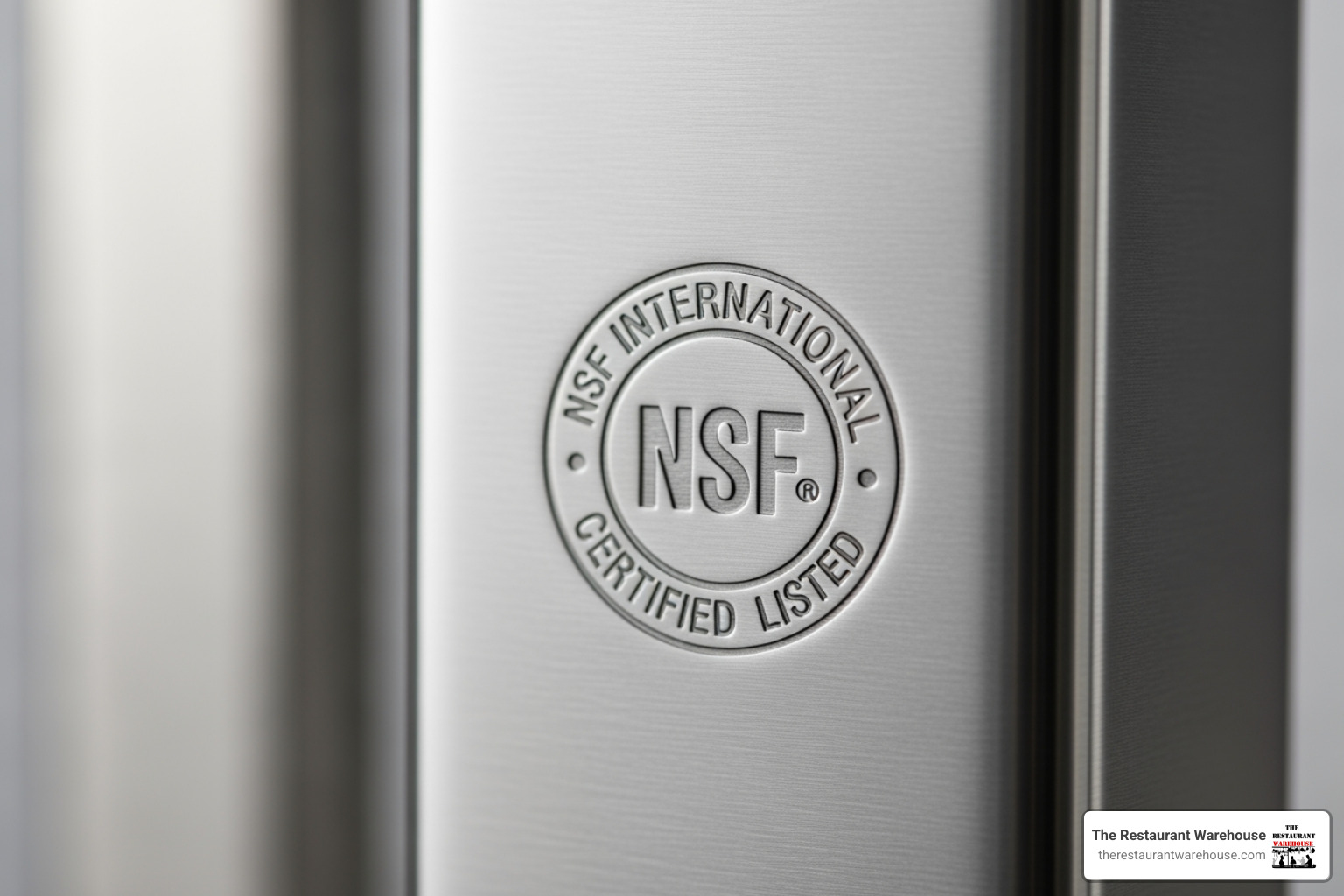 NSF certification mark stamped on stainless steel table leg - stainless steel restaurant tables