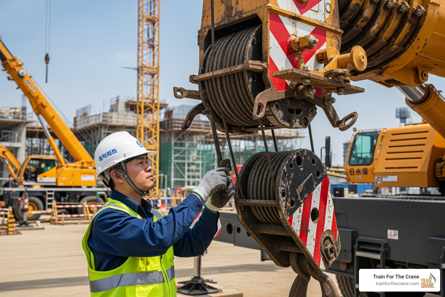 candidate performing a pre-operational inspection - nccco practical exam