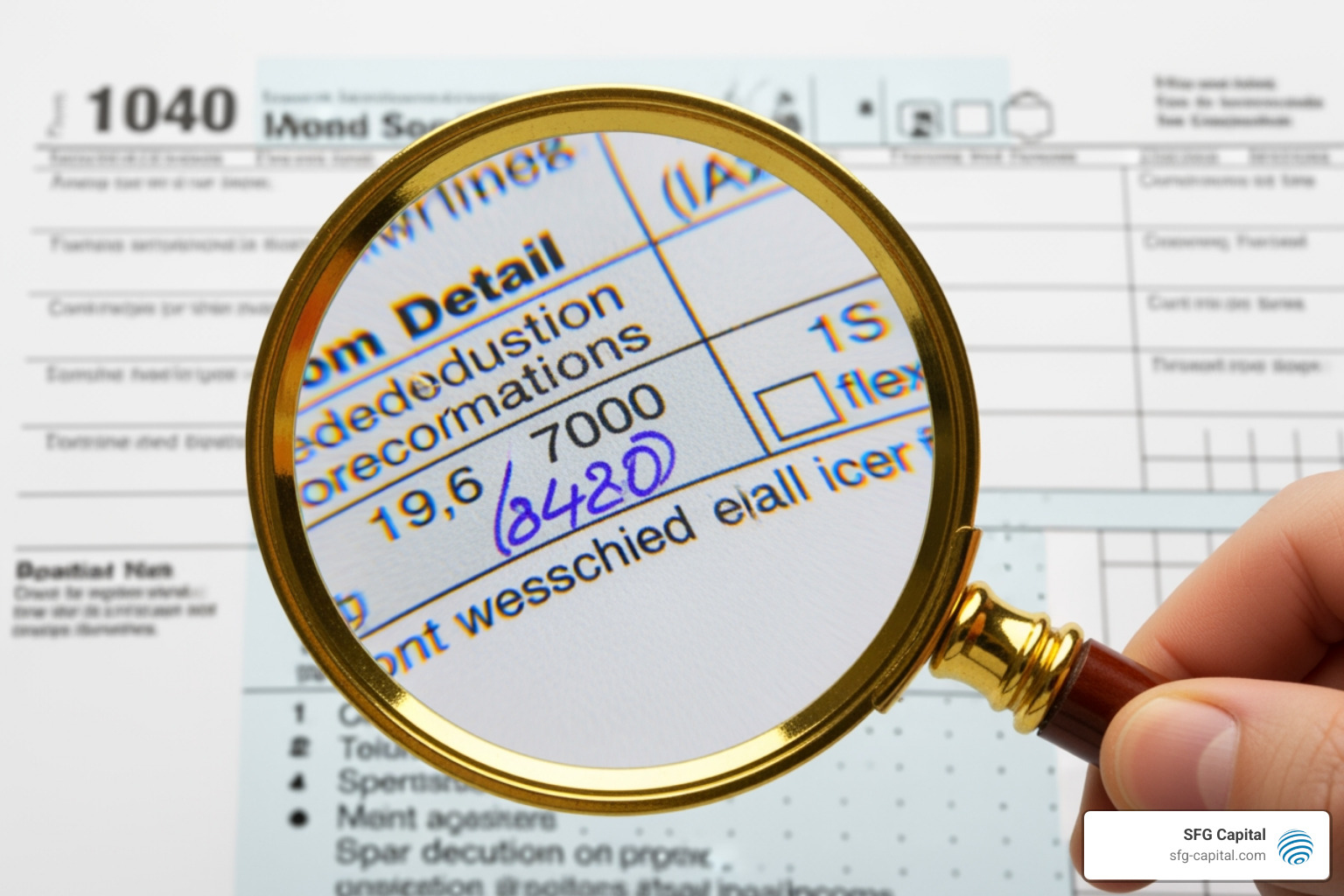 Magnifying glass over a tax form showing IRS audit - ERC contingency fee Magnifying glass over a tax form showing IRS audit - ERC contingency fee