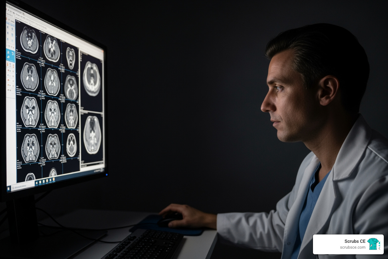 radiologist analyzing complex MRI scan - Medical imaging professionals radiologist analyzing complex MRI scan - Medical imaging professionals