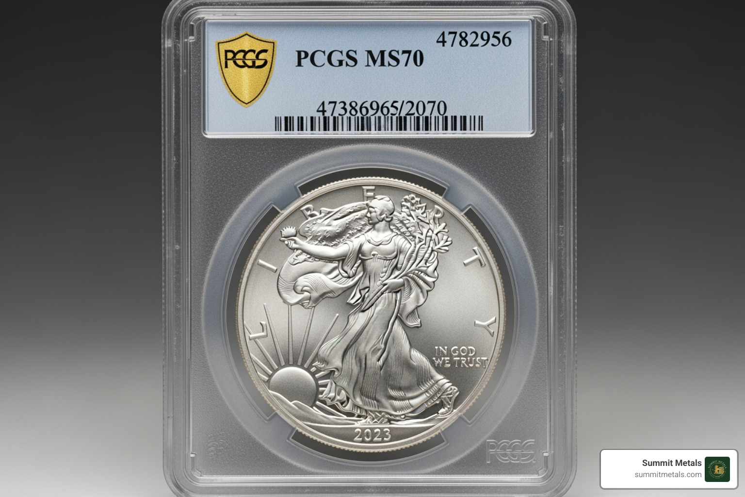 Graded silver coin in a sealed PCGS slab - purchase silver coins online