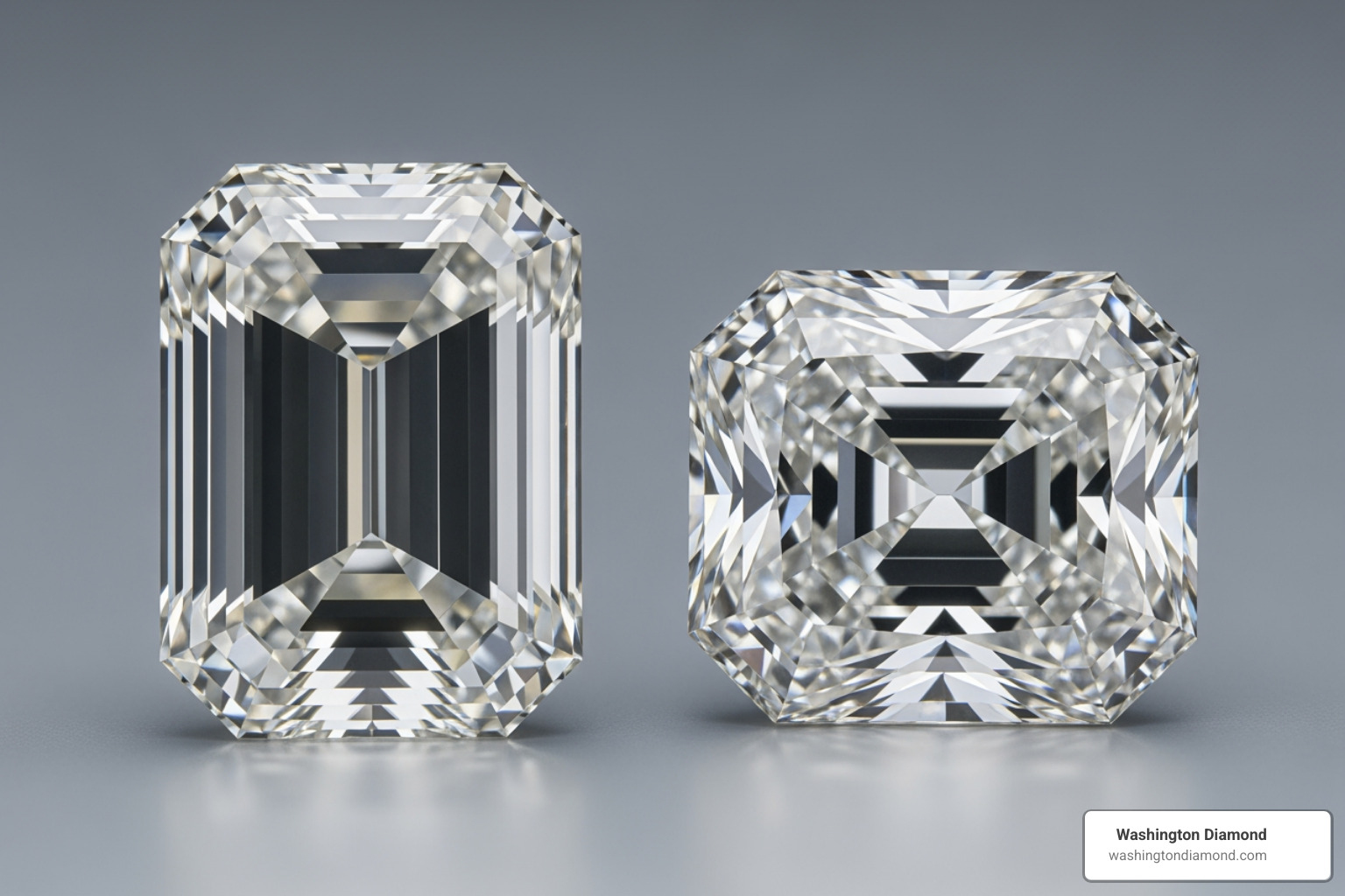 comparing an emerald cut and a radiant cut side-by-side - Emerald cut diamond