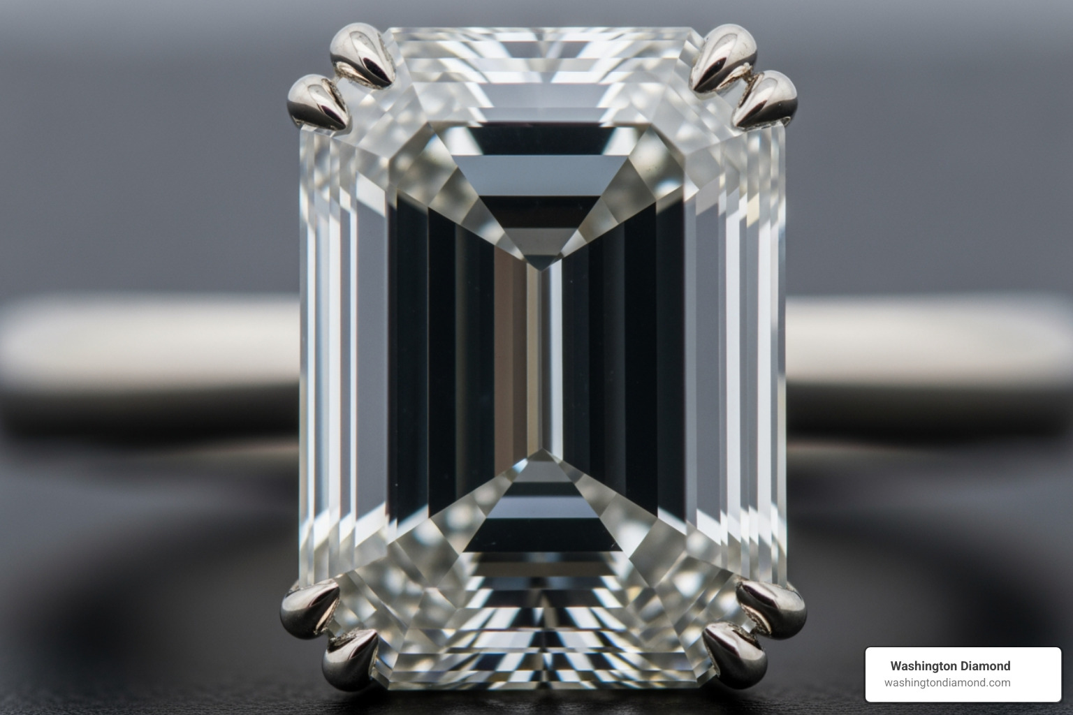 illustrating the hall of mirrors effect - Emerald cut diamond