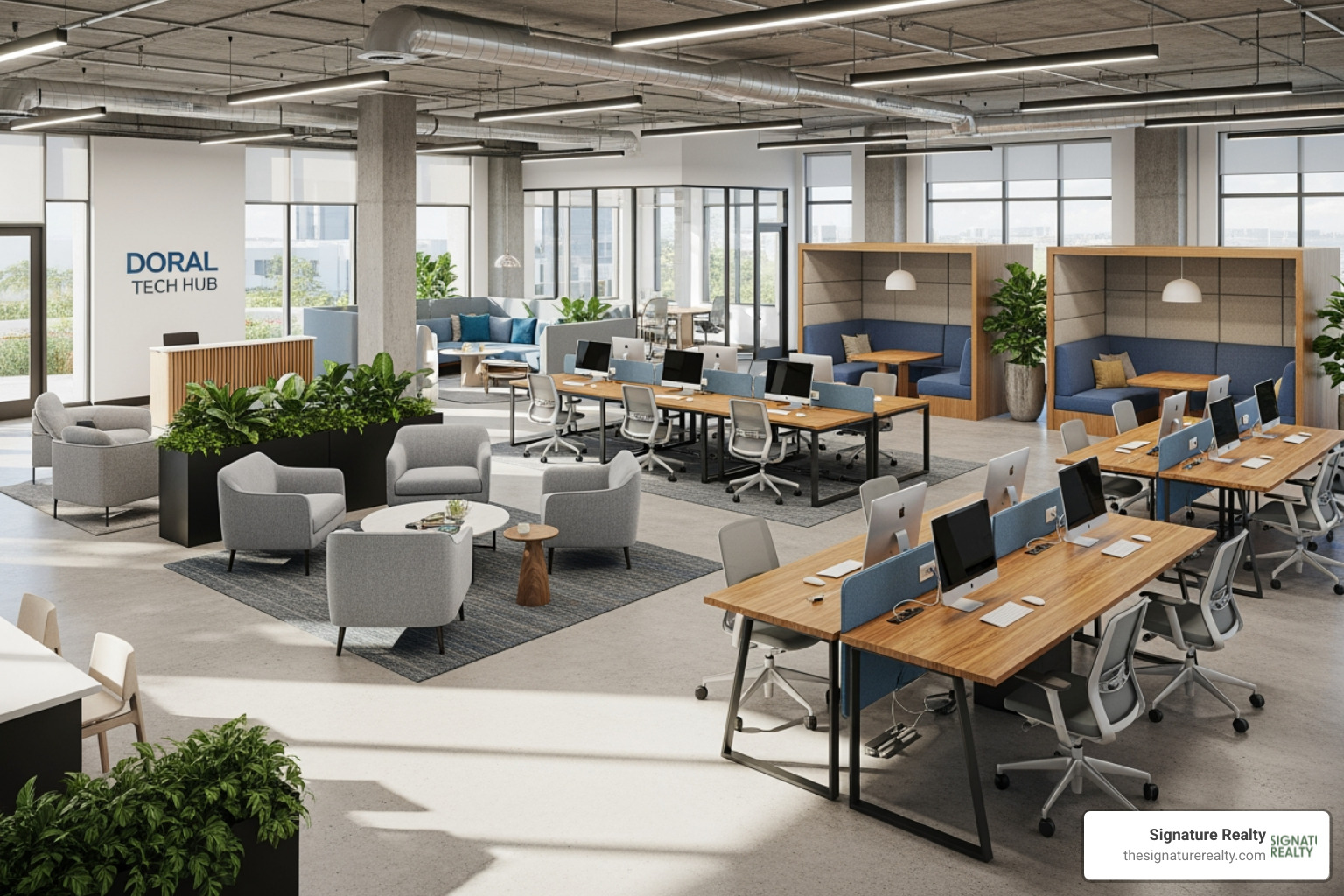 A collaborative office interior in Doral, FL - Commercial space for business A collaborative office interior in Doral, FL - Commercial space for business