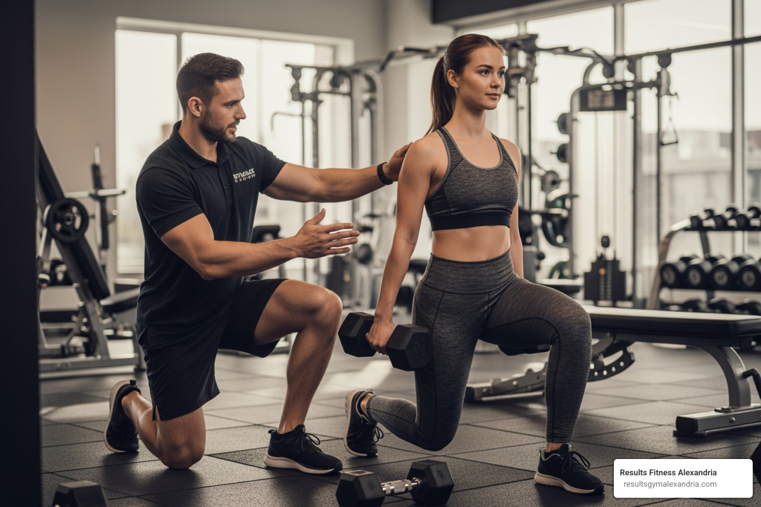 image of a personal trainer working one-on-one with a client on form - can a personal trainer teach group fitness classes