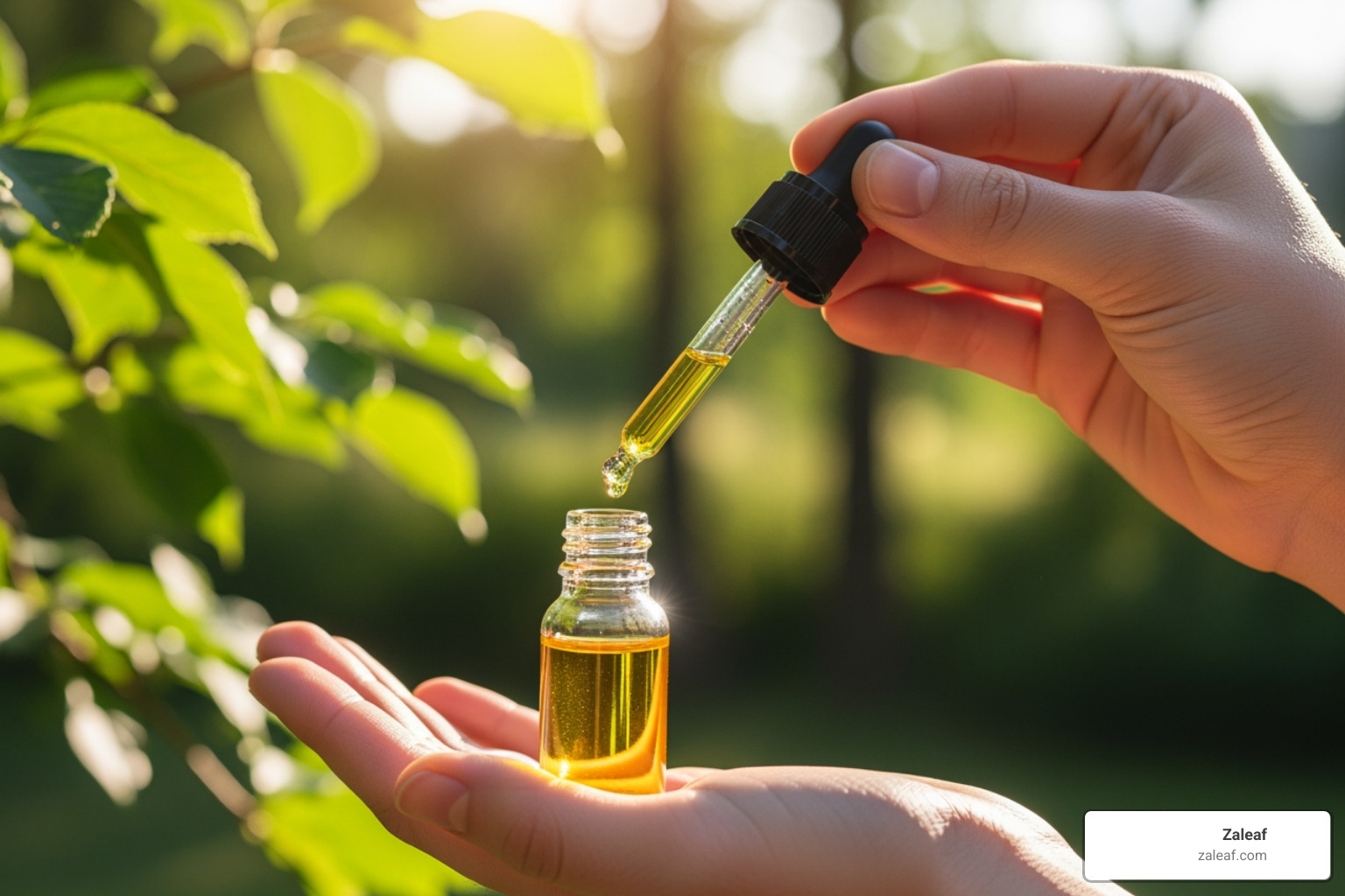 person holding CBD oil dropper in natural setting - best cannabis supplement person holding CBD oil dropper in natural setting - best cannabis supplement