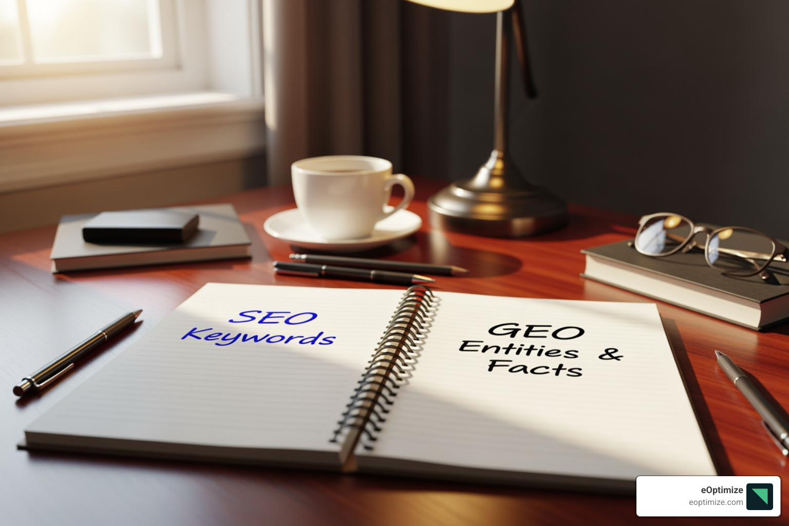 writer's desk with two notepads, one for 