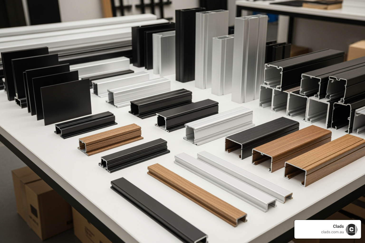 Various cladding accessories like trims, end caps, and corner pieces - how much does aluminium cladding cost
