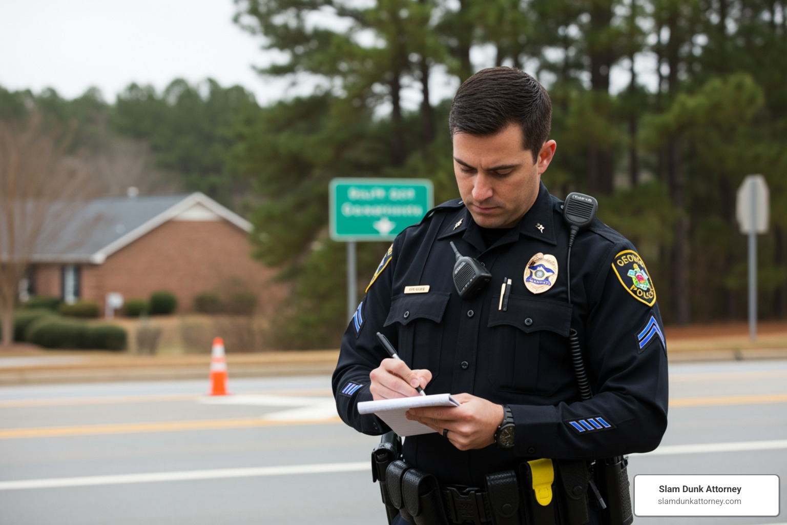 police officer taking notes at accident scene in georgia - auto injury attorneys duluth police officer taking notes at accident scene in georgia - auto injury attorneys duluth