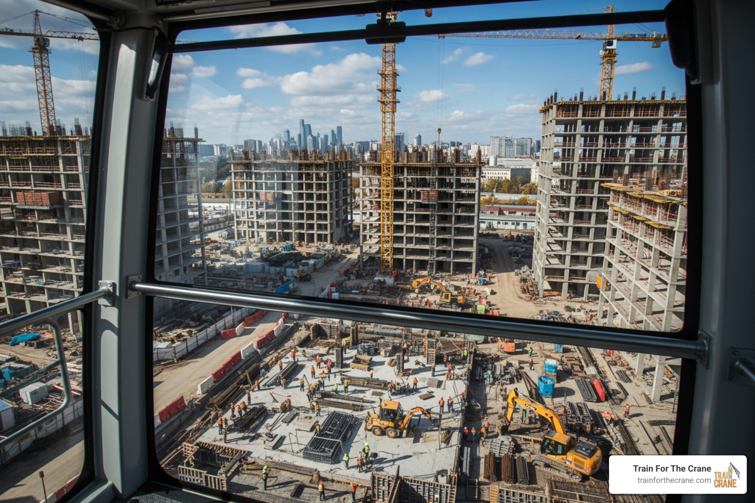 crane operator view from cab - salary of tower crane operator