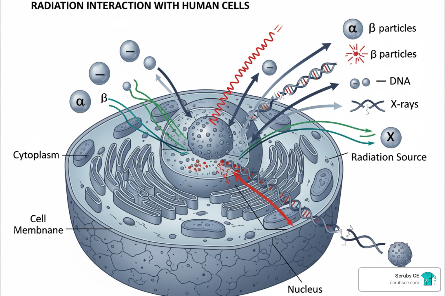 a diagram showing radiation interaction with human cells. - Radiation protection CEU a diagram showing radiation interaction with human cells. - Radiation protection CEU