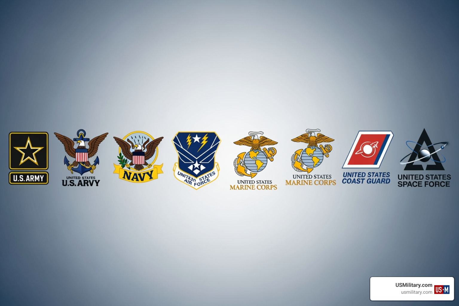 Different military branch logos (Army, Navy, Air Force, Marines, Coast Guard, Space Force) - Eligibility VA loan Different military branch logos (Army, Navy, Air Force, Marines, Coast Guard, Space Force) - Eligibility VA loan