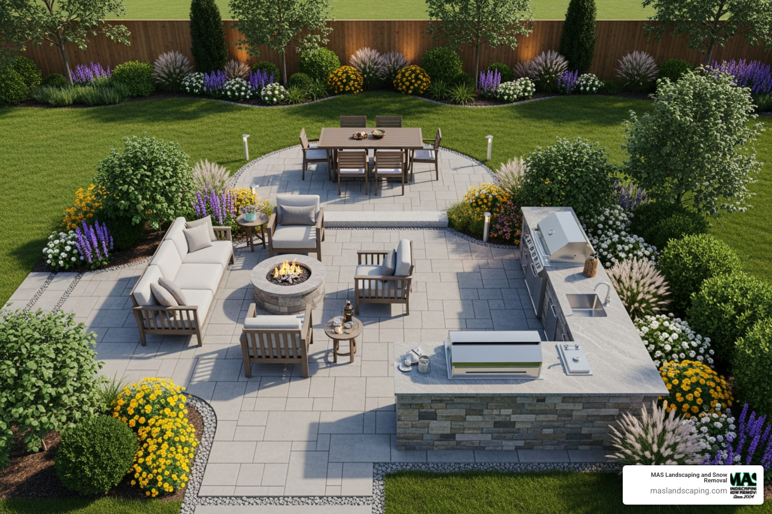 detailed 3D landscape design rendering - custom outdoor living