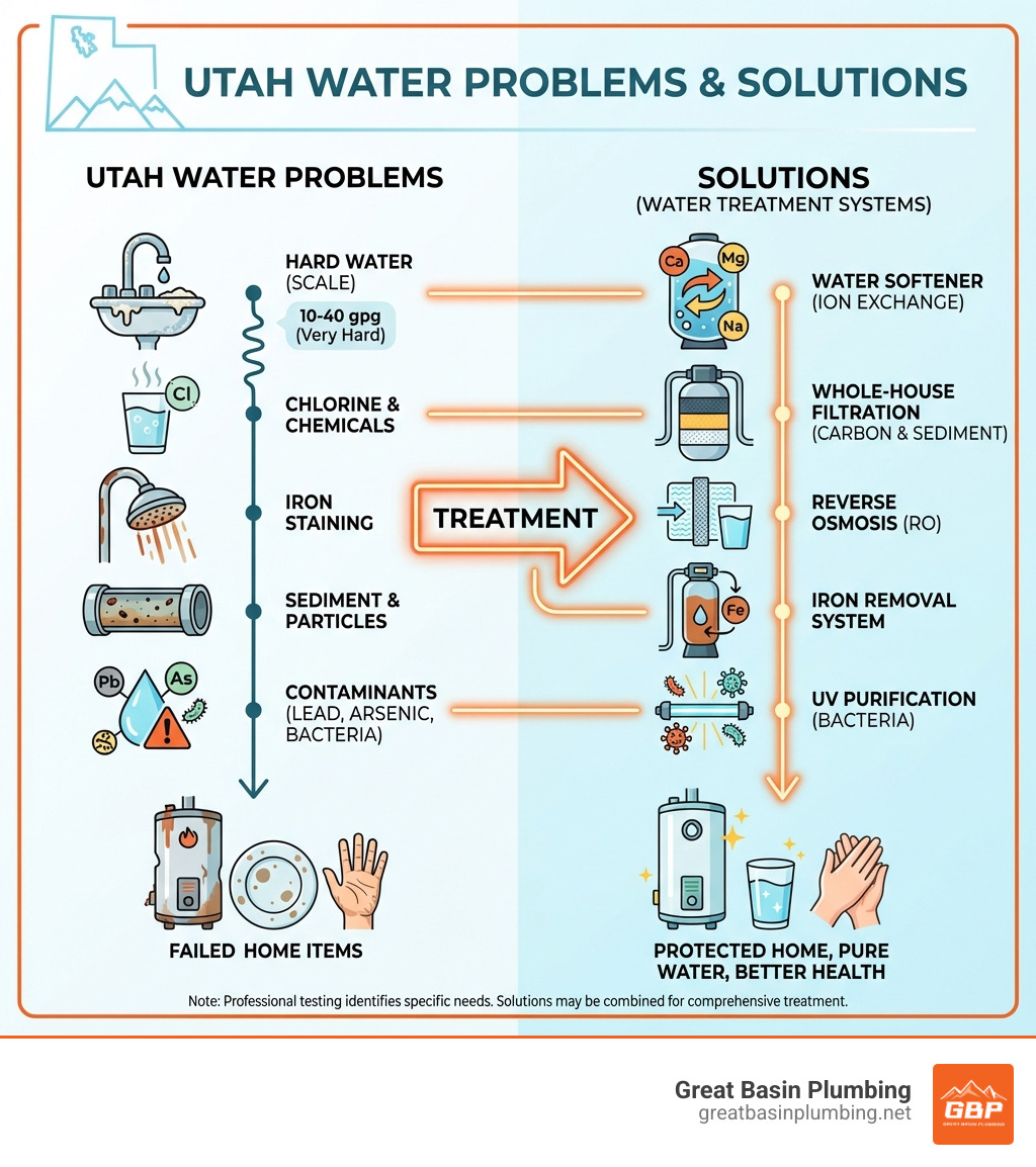 infographic showing Utah water problems and solutions - water treatment systems Utah infographic 