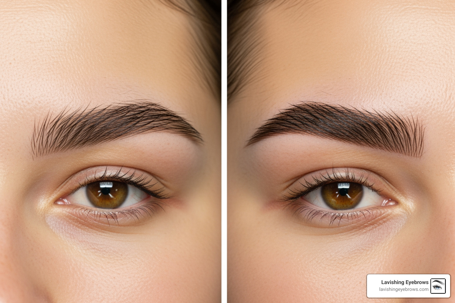 Before and after comparison of a professional eyebrow treatment - Thinning eyebrows treatment