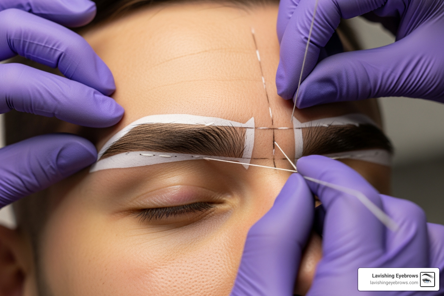 technician mapping out a man's eyebrows - microblading for men cost