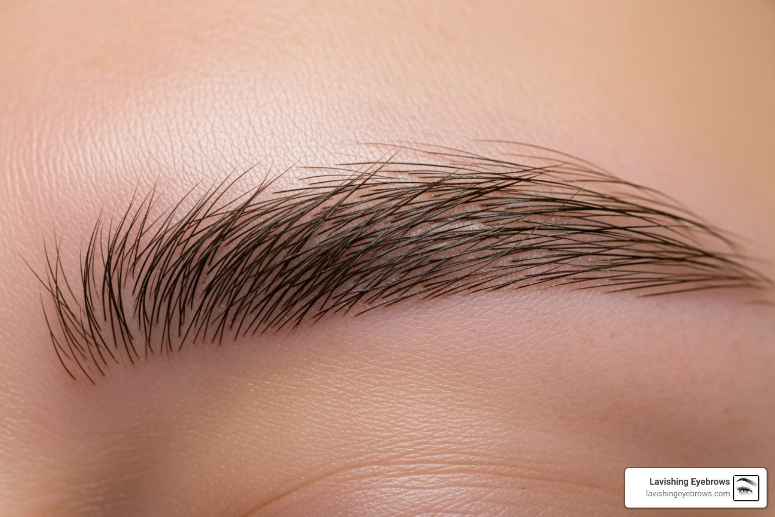 close-up of hyperrealism nano brow hair strokes - hyperrealism nano brows