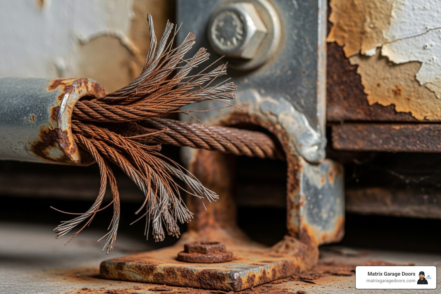 severely frayed and rusted garage door cable near the bottom bracket - garage door broken cable cost severely frayed and rusted garage door cable near the bottom bracket - garage door broken cable cost
