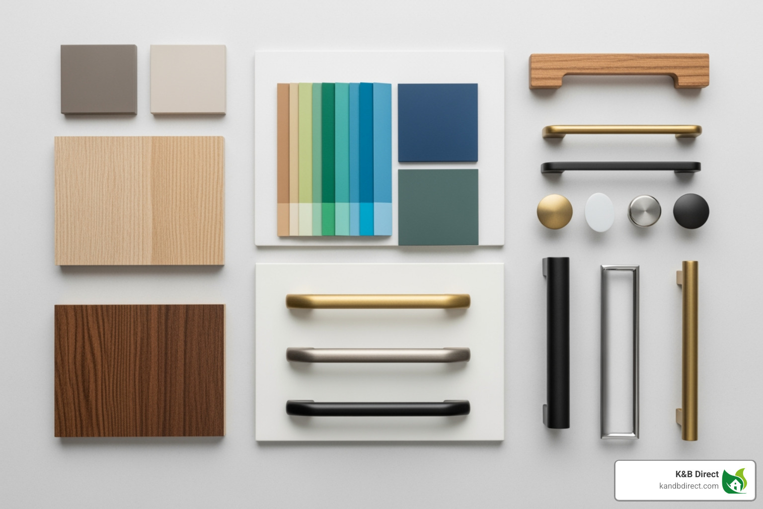 mood board showing cabinet samples, color palettes, and hardware options - Kitchen cabinets Evanston IL