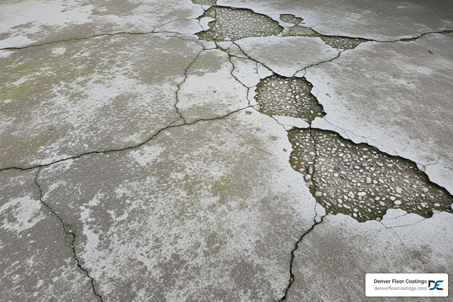 cracked and faded patio - outdoor floor treatment in denver
