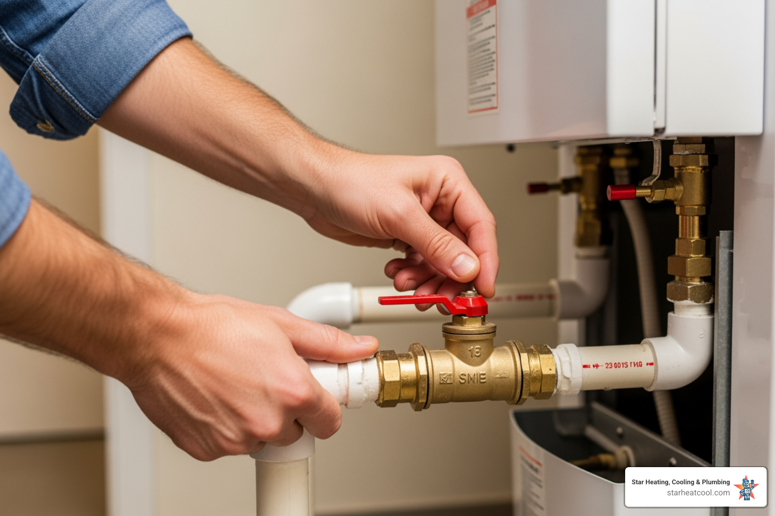 infographic explaining the immediate steps to take when a water heater fails (Shut off water, Shut off power/gas, Call a pro) - emergency water heater replacement in Fishers, IN infographic explaining the immediate steps to take when a water heater fails (Shut off water, Shut off power/gas, Call a pro) - emergency water heater replacement in Fishers, IN