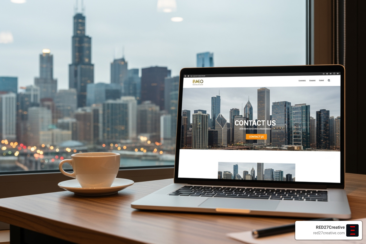 Website wireframe highlighting key sections like header with logo and navigation, hero section with main call-to-action, services/products, about us, testimonials, and contact information - small business website Chicago Website wireframe highlighting key sections like header with logo and navigation, hero section with main call-to-action, services/products, about us, testimonials, and contact information - small business website Chicago