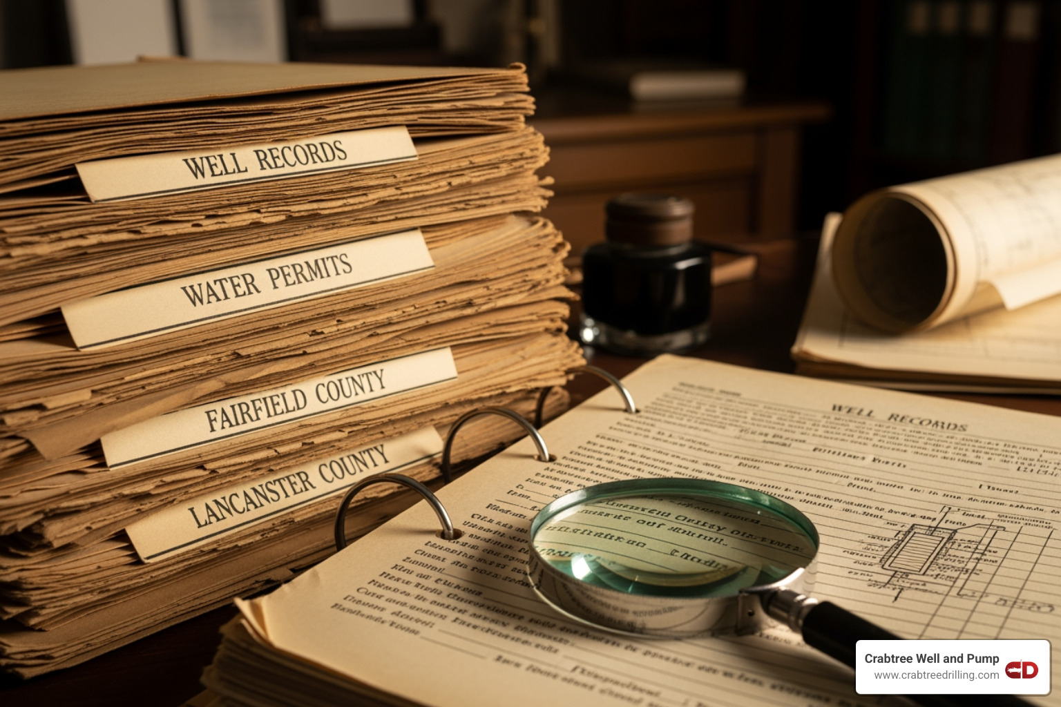 screenshot of an online well record search portal - county well records