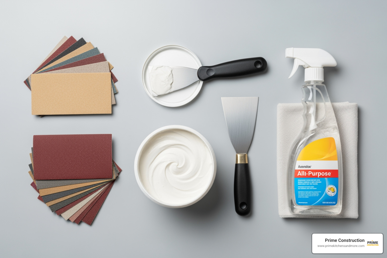 Tools needed for wall preparation like sandpaper, cleaner, and spackle - can you install backsplash on painted drywall