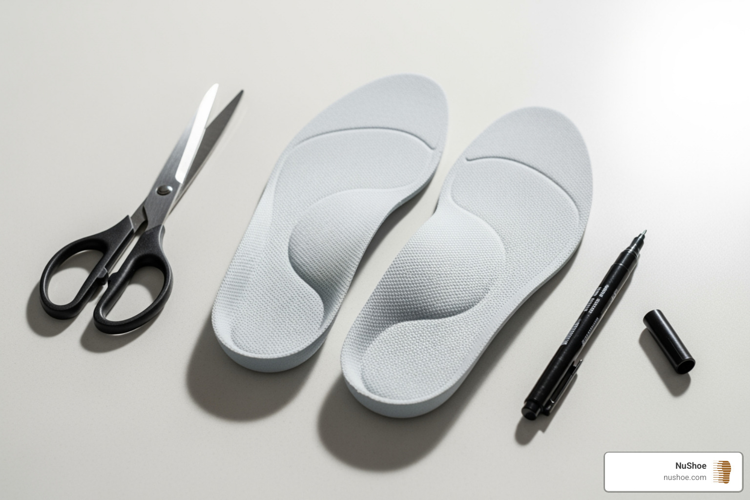 Tools needed to replace insoles: new insoles, scissors, and a marker - replace nike insoles
