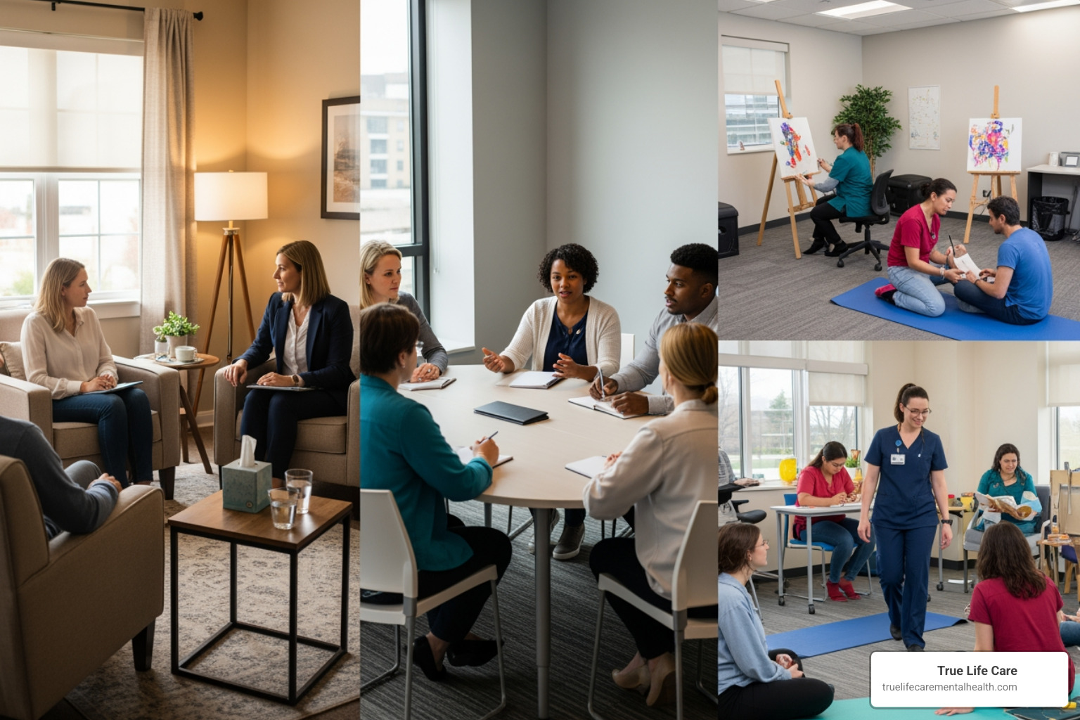 Image illustrating the different levels of care available at True Life Care, including outpatient, intensive outpatient, and partial hospitalization programs - Mental health treatment Matawan New Jersey