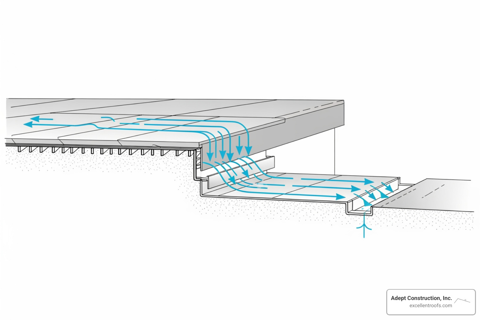 Diagram showing flat roof slope and drainage - residential flat roofing Diagram showing flat roof slope and drainage - residential flat roofing