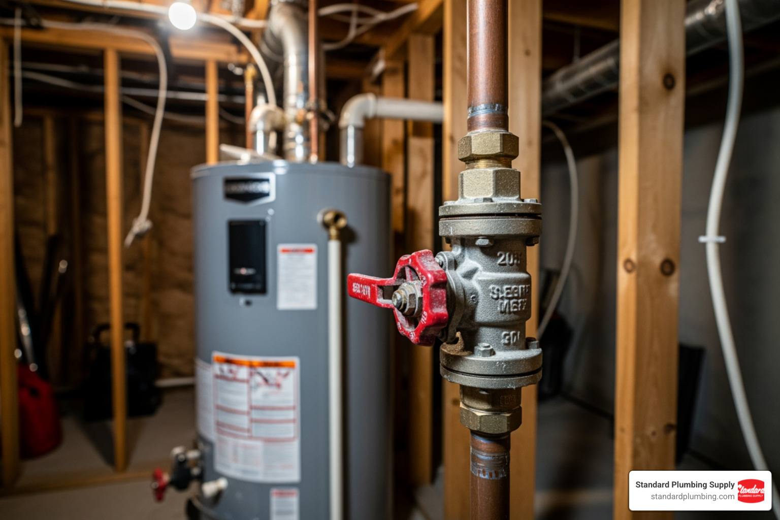 water shutoff valve near a water heater - water main shutoff