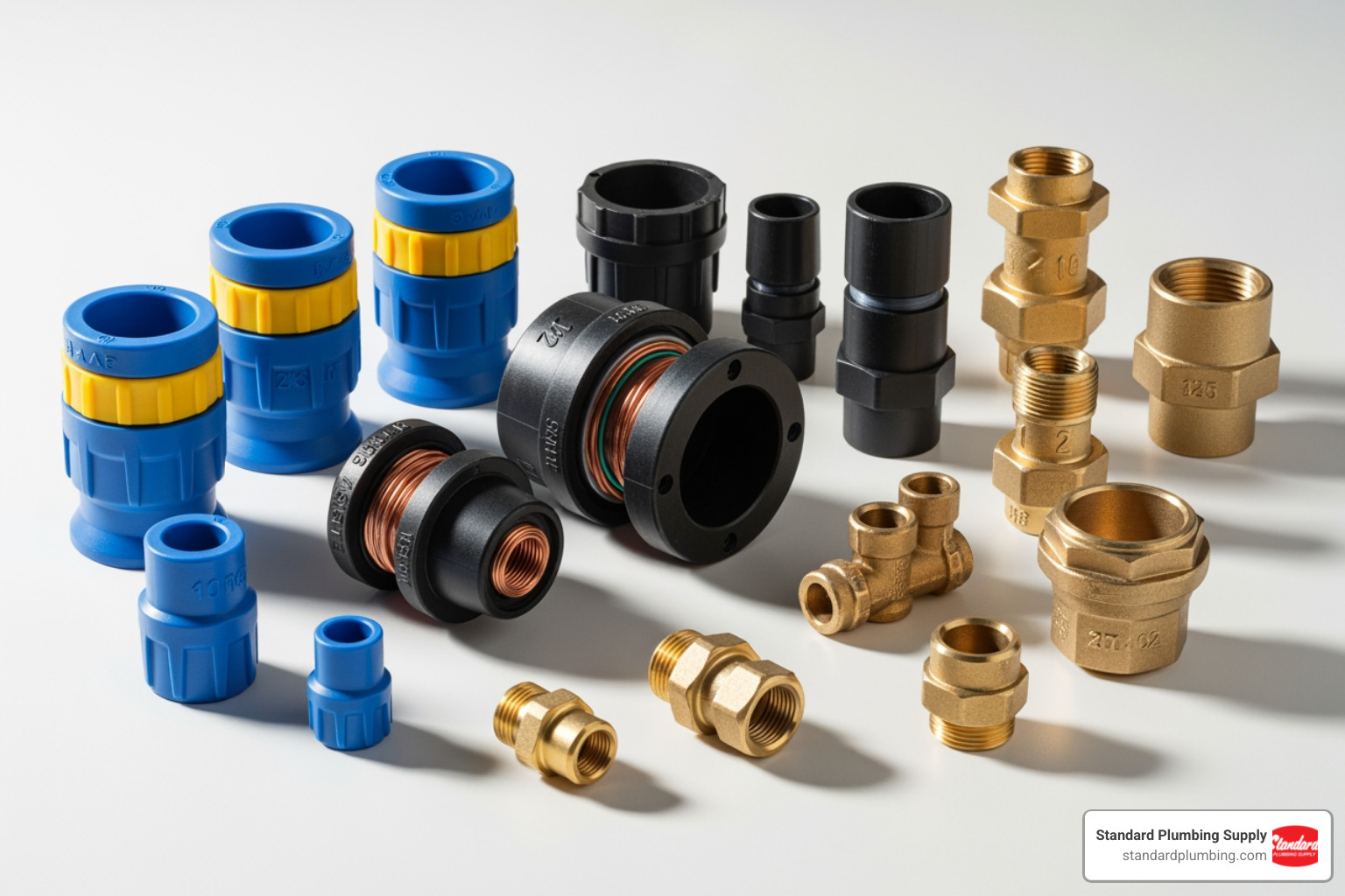 Various compatible barrier pipe fittings like compression and electrofusion couplers - mdpe barrier pipe