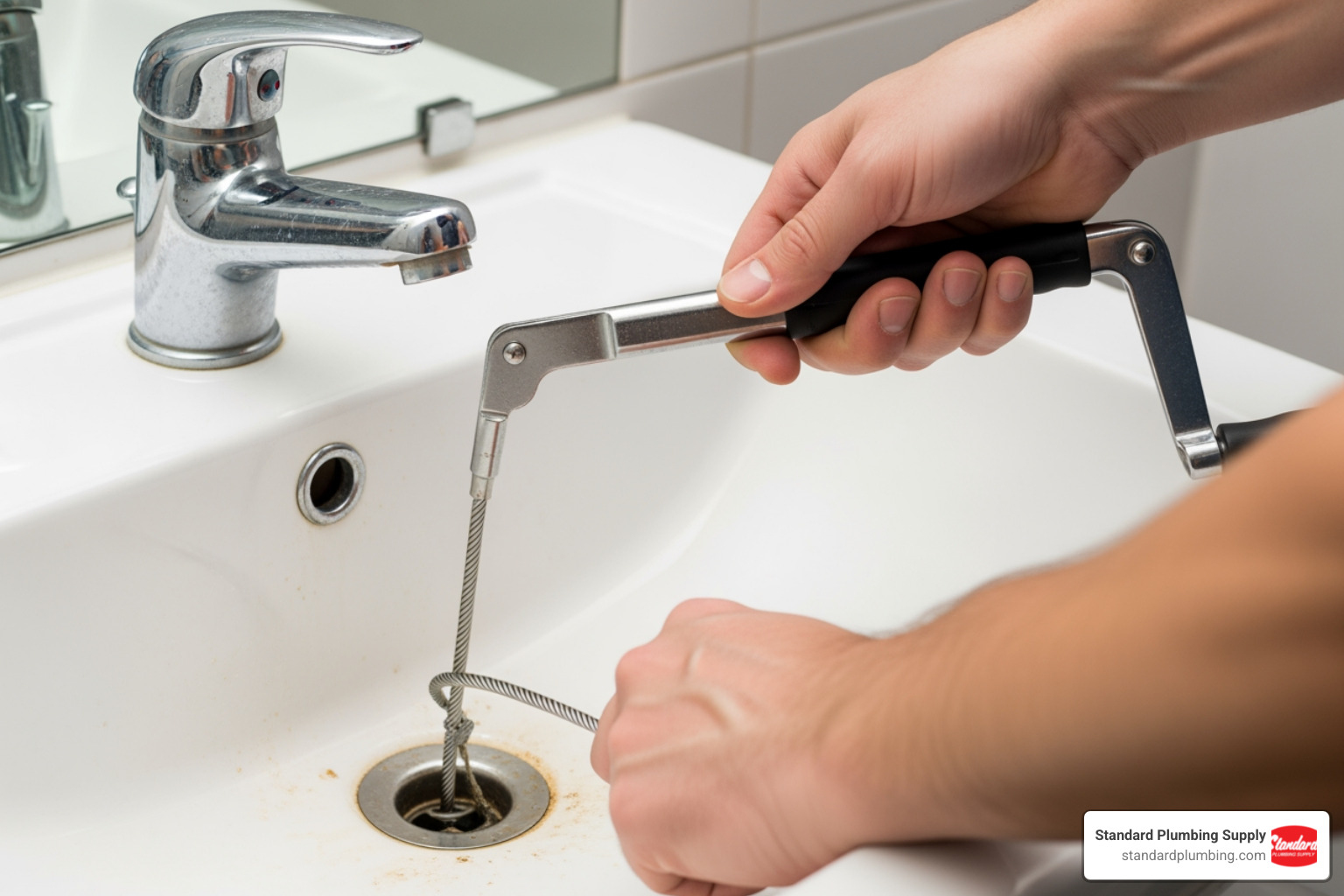 person using a simple drain snake on a bathroom sink - blocked drain cleaner near me person using a simple drain snake on a bathroom sink - blocked drain cleaner near me