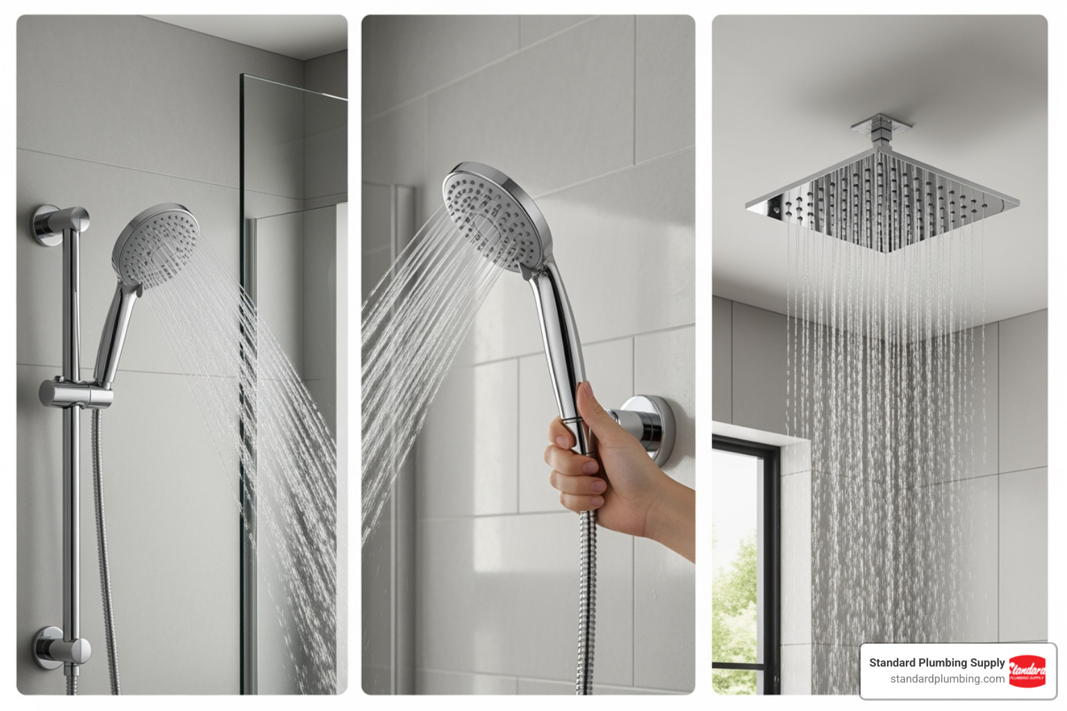Comparison of different shower head types - Shower head replacements