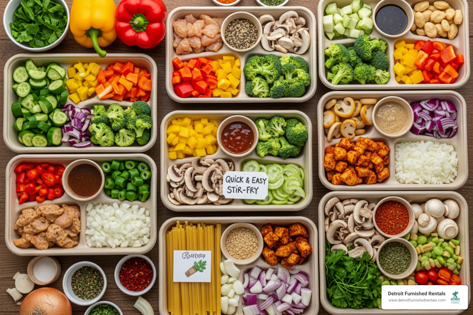 Organized refrigerator with ready-to-cook meal components - Ready to cook