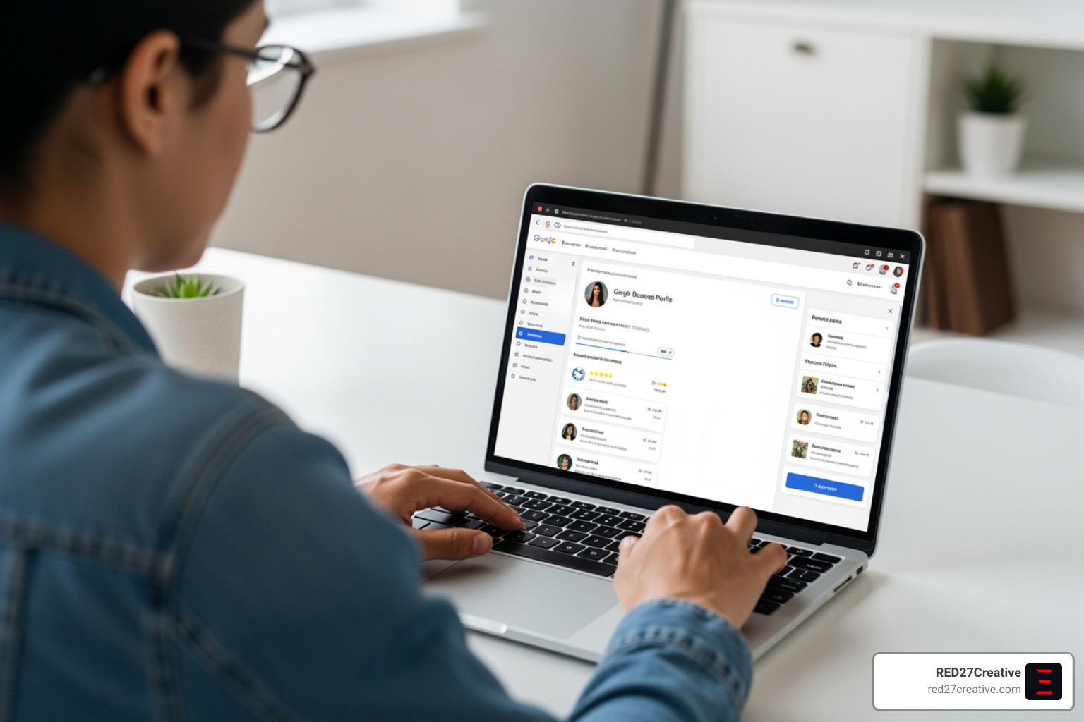 Person optimizing Google Business Profile on a laptop - Local SEO services Chicago Person optimizing Google Business Profile on a laptop - Local SEO services Chicago