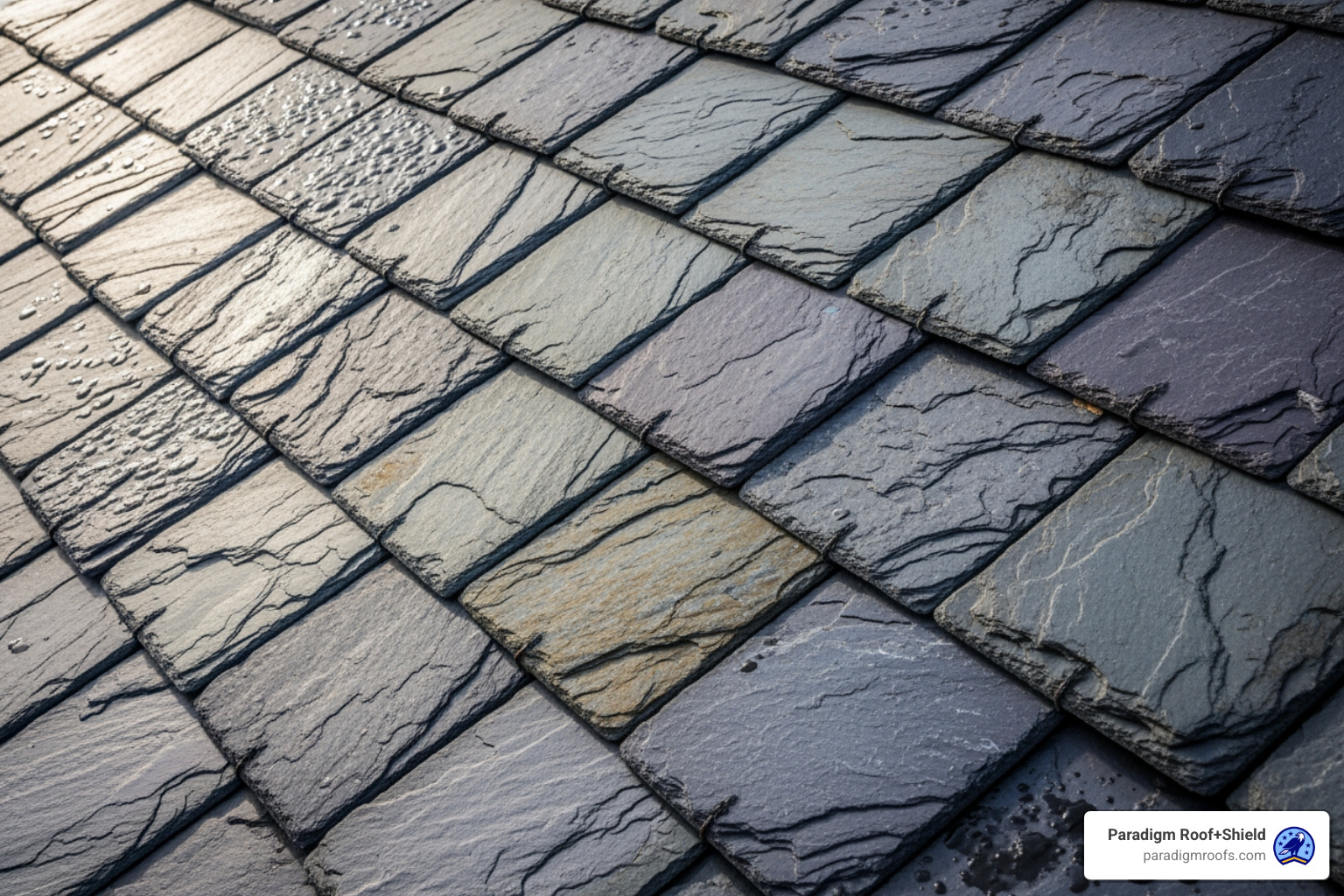 A close-up image of natural slate roofing tiles, showcasing their textured surface and varying shades of gray and black. - slate roofing A close-up image of natural slate roofing tiles, showcasing their textured surface and varying shades of gray and black. - slate roofing