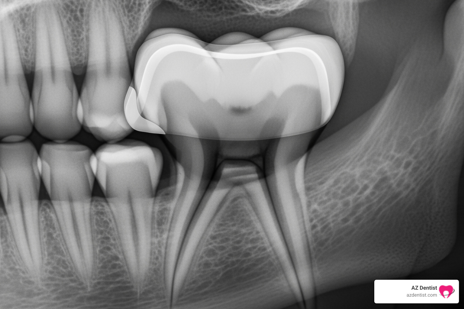 dental x-ray showing a tooth with a crown - dental crown pain
