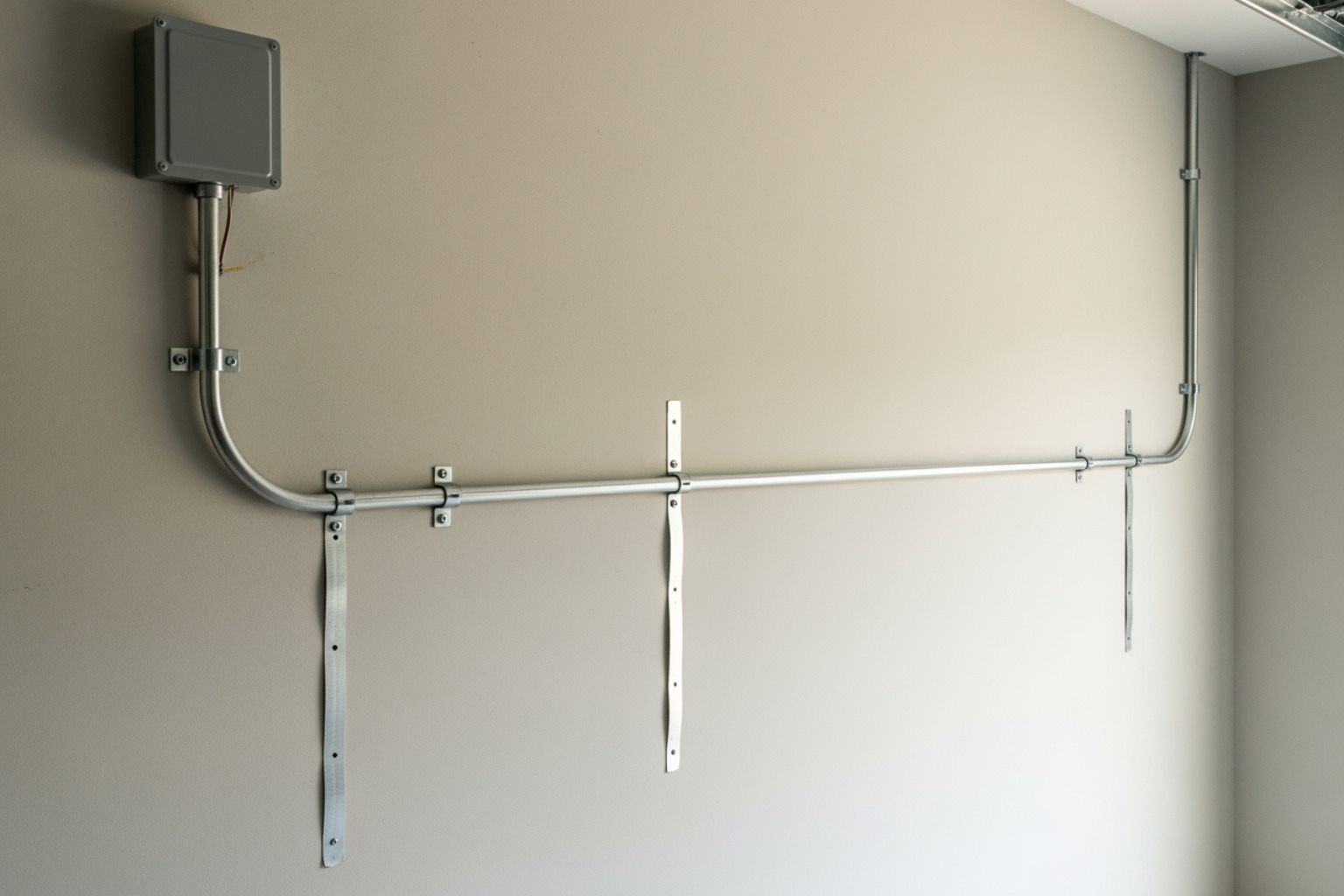 neat conduit run along a garage wall - car charging point installation cost neat conduit run along a garage wall - car charging point installation cost