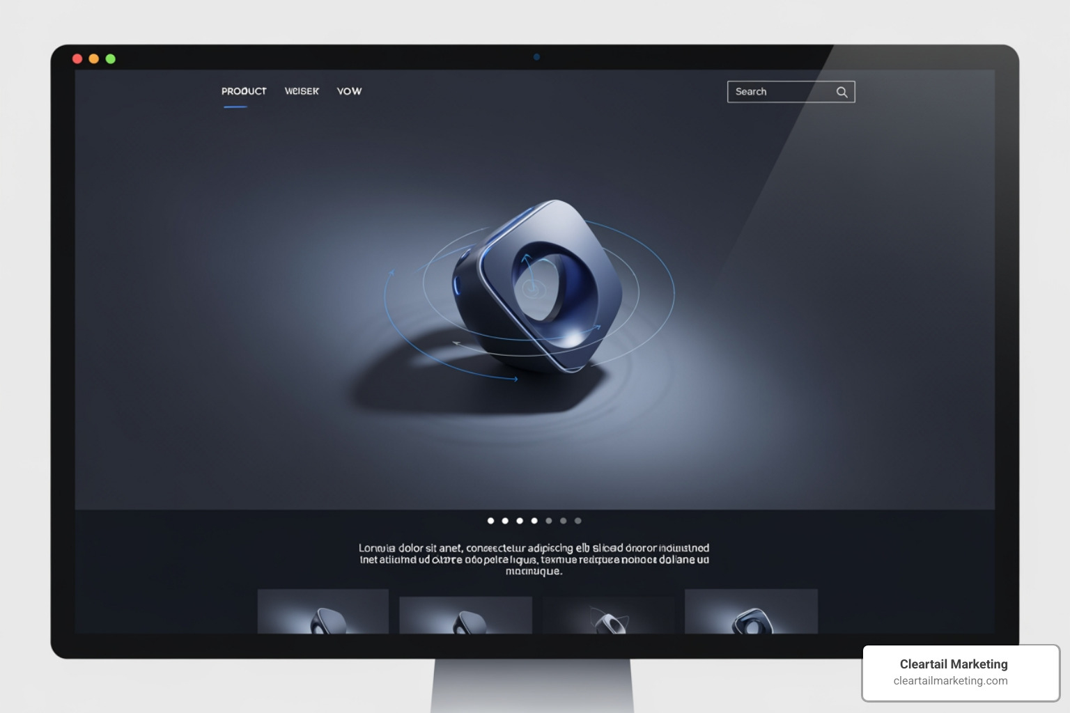 a website showcasing a 3D interactive element - website design United States