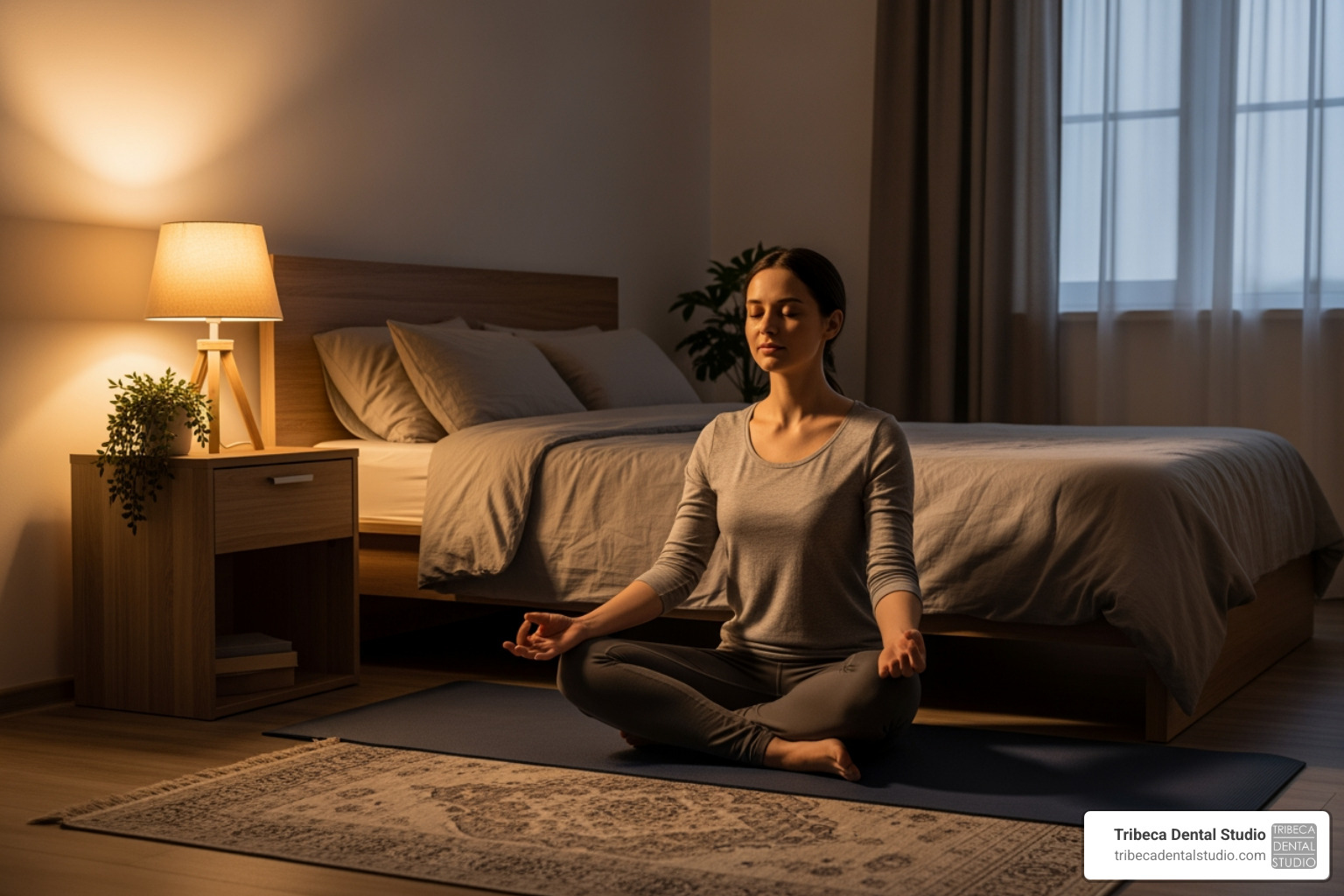 a person meditating peacefully before bed - how can i stop clenching my jaw in my sleep a person meditating peacefully before bed - how can i stop clenching my jaw in my sleep