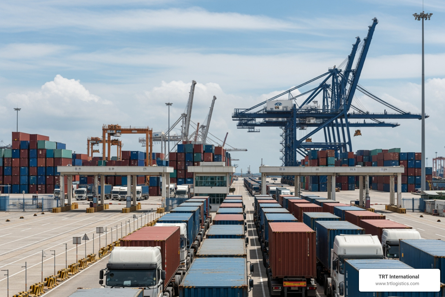 truck traffic at port entrance newark - local drayage newark