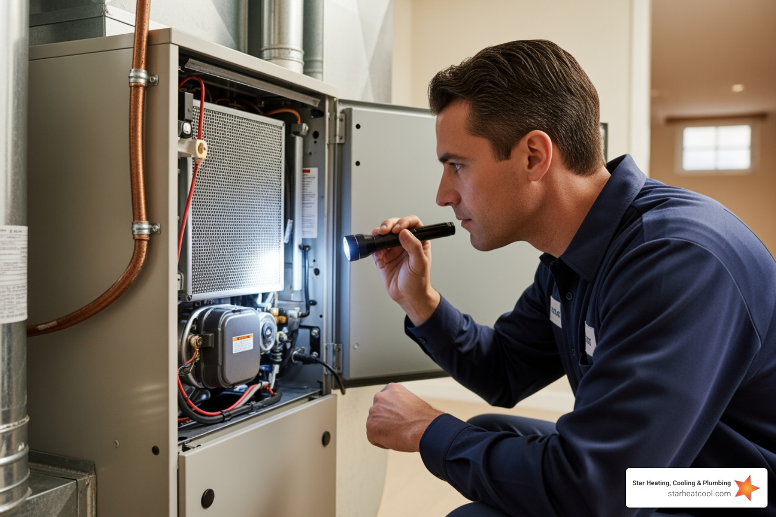 Infographic showing annual furnace maintenance checklist including filter replacement, burner cleaning, safety testing, heat exchanger inspection, carbon monoxide check, and thermostat calibration with icons for each step - gas furnace maintenance in Carmel, IN Infographic showing annual furnace maintenance checklist including filter replacement, burner cleaning, safety testing, heat exchanger inspection, carbon monoxide check, and thermostat calibration with icons for each step - gas furnace maintenance in Carmel, IN