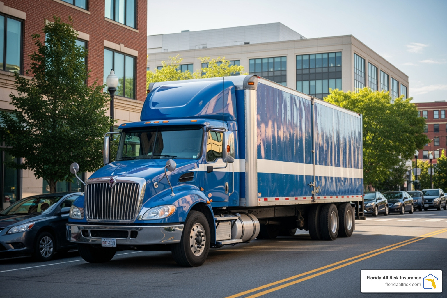 Commercial truck driving on a highway in Florida - straight truck insurance