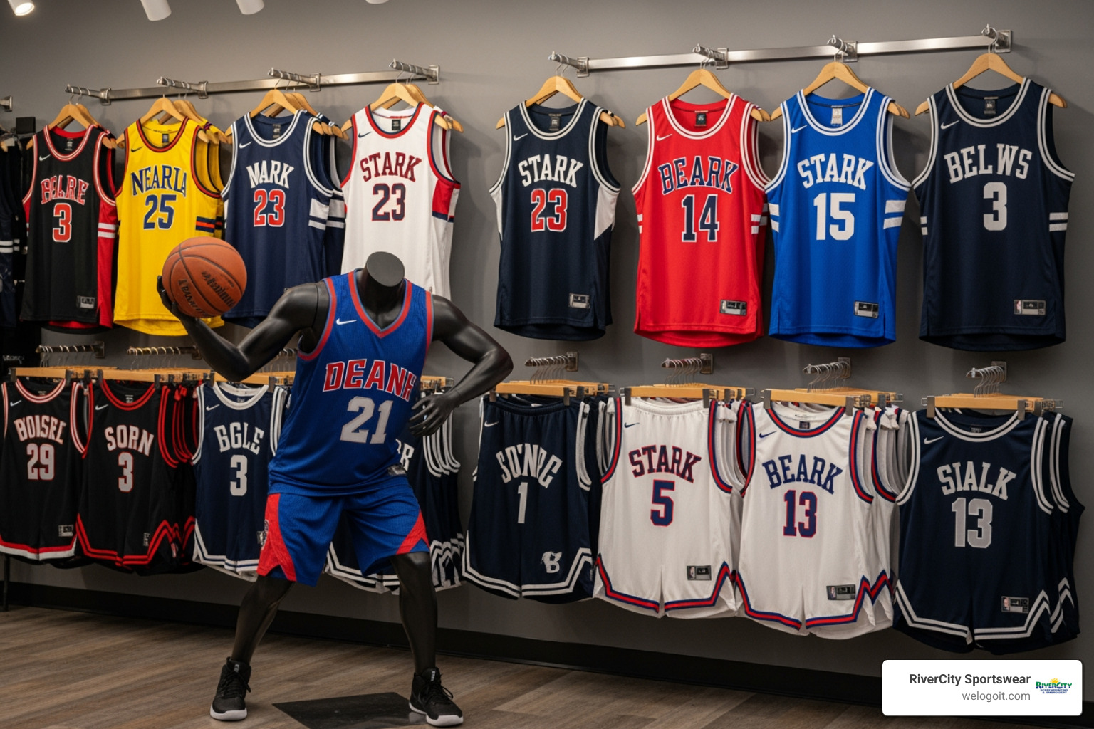 Team uniform examples from RiverCity Sportswear's portfolio - custom basketball uniforms