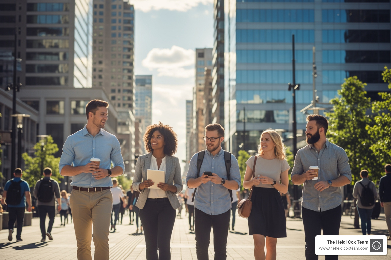 young professionals walking in downtown Denver - best neighborhood in denver for young professionals