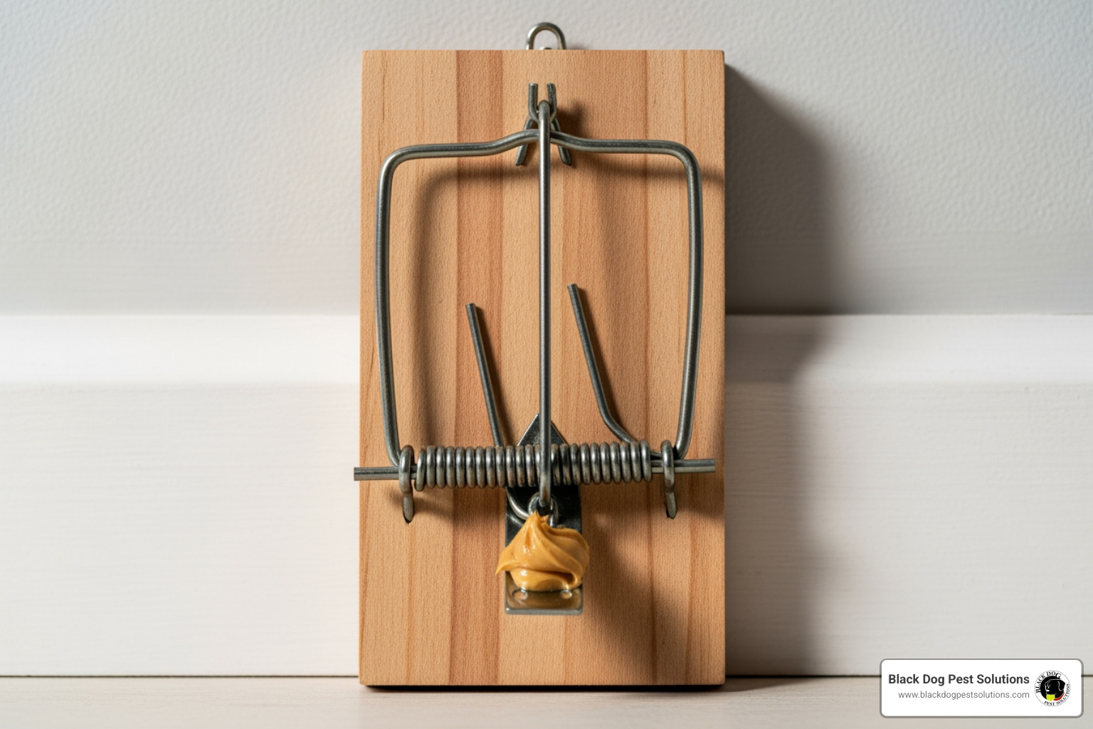 a snap trap baited with peanut butter placed along a wall - best way to get rid of rats fast a snap trap baited with peanut butter placed along a wall - best way to get rid of rats fast
