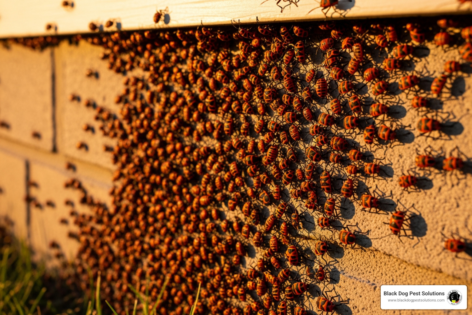 box elder bugs congregating on a sunny, south-facing wall - Box elder bug control box elder bugs congregating on a sunny, south-facing wall - Box elder bug control
