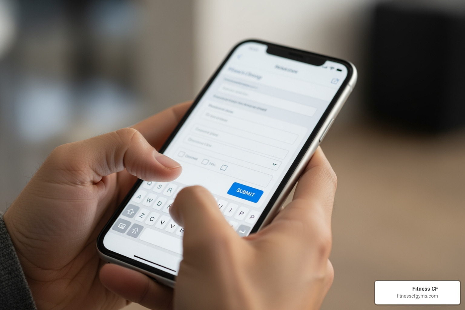 person filling out a form on a smartphone - free workout pass